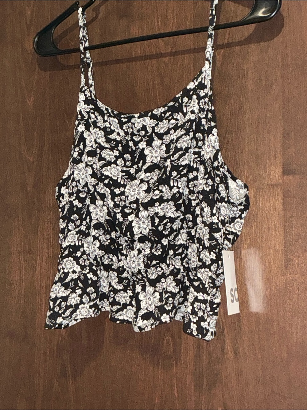 SO Black Top with White Floral Print
